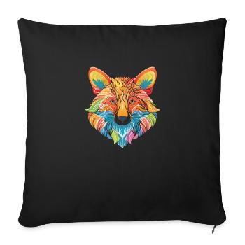Renard coloré fait de motif artistique - Housse de coussin décorative 45 x 45 cm - noir - Devant