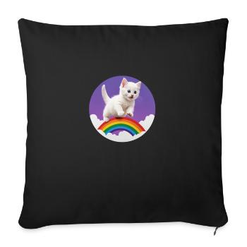 Chaton Blanc Arc-en-ciel 2 - Housse de coussin décorative 45 x 45 cm - noir - Devant