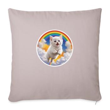 Chaton Blanc Arc-en-ciel 3 - Housse de coussin décorative 45 x 45 cm - taupe clair - Devant