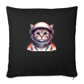 Space_cat - Sofa pillowcase 17,3'' x 17,3'' (45 x 45 cm) - black - Front