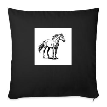 Horses: friends and companions - Sofa pillowcase 17,3'' x 17,3'' (45 x 45 cm) - black - Front