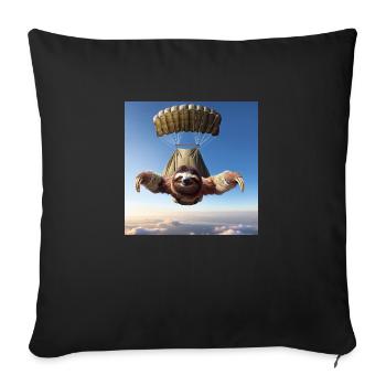 Sloth Wanderer Parachutist - Sofa pillowcase 17,3'' x 17,3'' (45 x 45 cm) - black - Front