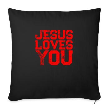 Jésus t’aime - Housse de coussin décorative 45 x 45 cm - noir - Devant