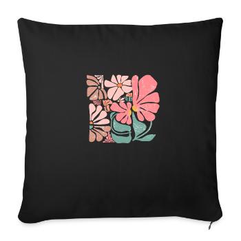 Groovy Retro Pink Flowers - Sofa pillowcase 17,3'' x 17,3'' (45 x 45 cm) - black - Front
