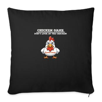 Jeu de poulet blanc - Housse de coussin décorative 45 x 45 cm - noir - Devant