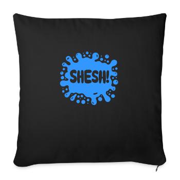 SHESH! Blue Splat - Gen Alpha Phrase - Sofa pillowcase 17,3'' x 17,3'' (45 x 45 cm) - black - Front
