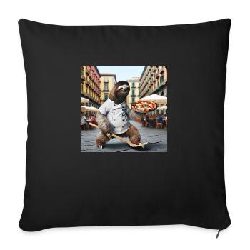 Pizzaïolo paresseux Pizzaïolo Naples - Housse de coussin décorative 45 x 45 cm - noir - Devant