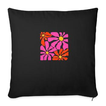 Groovy Retro Pink and Orange Flowers - Sofa pillowcase 17,3'' x 17,3'' (45 x 45 cm) - black - Front