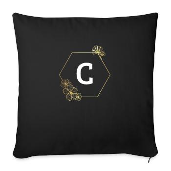 Letter c Gold Floral Frame - Sofa pillowcase 17,3'' x 17,3'' (45 x 45 cm) - black - Front