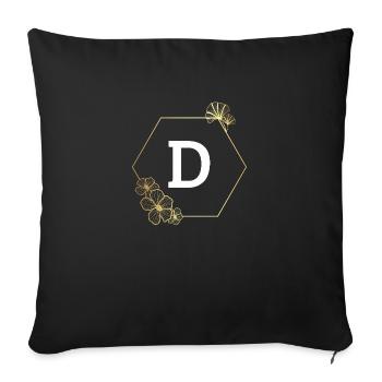 Gold Floral Frame Letter - Sofa pillowcase 17,3'' x 17,3'' (45 x 45 cm) - black - Front