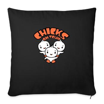3 oiseaux poussins en tournée disant fêtarde filles femmes - Housse de coussin décorative 45 x 45 cm - noir - Devant