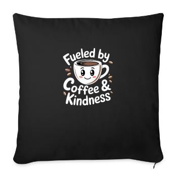 Drôle d’amateur de café alimenté par le café et la gentillesse - Housse de coussin décorative 45 x 45 cm - noir - Devant