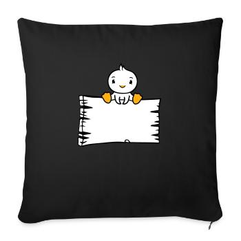 Bird Sitting on Wooden Sign Text Sign Frame Cute - Sofa pillowcase 17,3'' x 17,3'' (45 x 45 cm) - black - Front