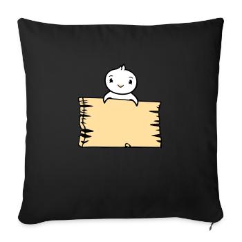 Bird Sitting on Wooden Sign Text Sign Frame Cute - Sofa pillowcase 17,3'' x 17,3'' (45 x 45 cm) - black - Front