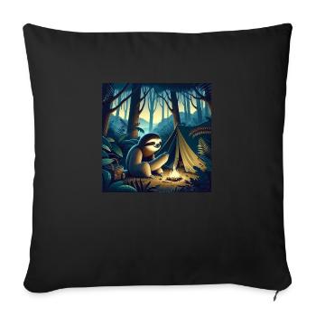Sloth Wanderer Camping - Sofa pillowcase 17,3'' x 17,3'' (45 x 45 cm) - black - Front