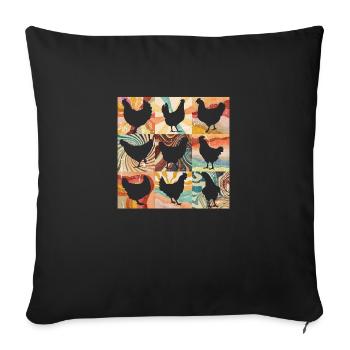 Floral Retro Chicken - Sofa pillowcase 17,3'' x 17,3'' (45 x 45 cm) - black - Front