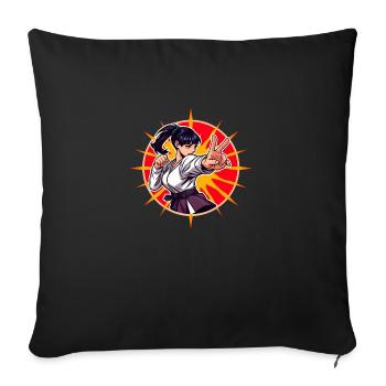 Manga Girl Karate - Sofakissenbezug 45 x 45 cm - Schwarz - Vorne