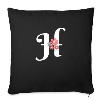 Lettre h fleurs minimalistes - Housse de coussin décorative 45 x 45 cm - noir - Devant