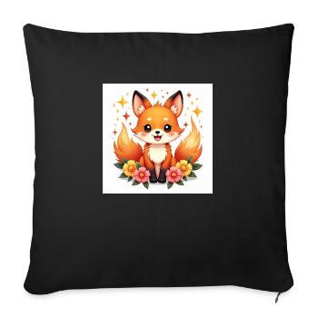 Magic Fox & Flowers - Sofa pillowcase 17,3'' x 17,3'' (45 x 45 cm) - black - Front