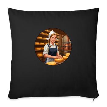 Fille au fromage Hollande - Housse de coussin décorative 45 x 45 cm - noir - Devant