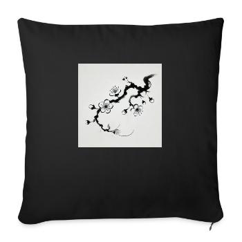 Minimalist cherry blossom image - Sofa pillowcase 17,3'' x 17,3'' (45 x 45 cm) - black - Front