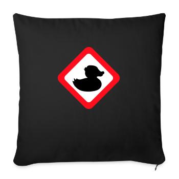 Canard Panneau Avertissement Attention Danger Prudence - Housse de coussin décorative 45 x 45 cm - noir - Devant