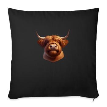 Tête de bœuf des Highlands 1 - Housse de coussin décorative 45 x 45 cm - noir - Devant