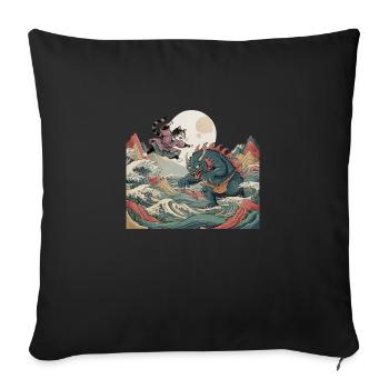 Samurai-Katze - Sofakissenbezug 45 x 45 cm - Schwarz - Vorne