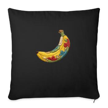 Banane brodée - Housse de coussin décorative 45 x 45 cm - noir - Devant
