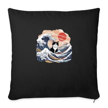 Vague Cat - Sofa pillowcase 17,3'' x 17,3'' (45 x 45 cm) - black - Front
