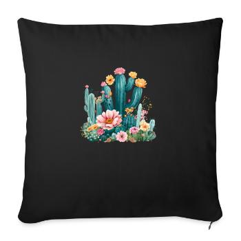 Cactus Plante Floral Cactus Tropical - Housse de coussin décorative 45 x 45 cm - noir - Devant