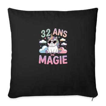 32 ans de magie - Housse de coussin décorative 45 x 45 cm - noir - Devant