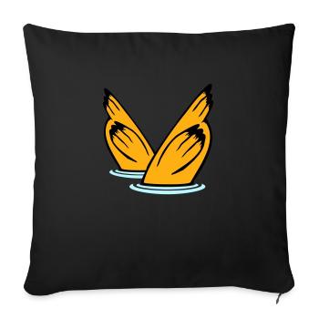 2 ducks diving underwater head lake drinking water - Sofa pillowcase 17,3'' x 17,3'' (45 x 45 cm) - black - Front
