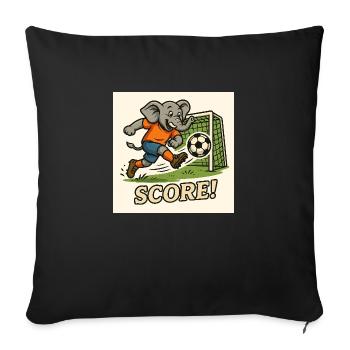 Elephant Playing Soccer – Funny Kids Design - Sofa pillowcase 17,3'' x 17,3'' (45 x 45 cm) - black - Front