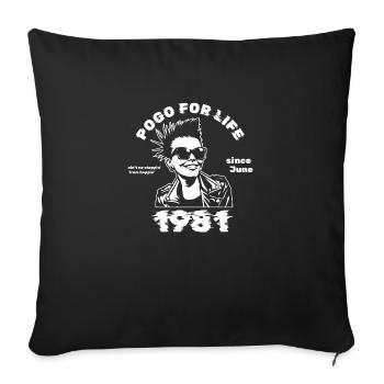 44. Birthday Pogo for life since 06/1981 - Sofa pillowcase 17,3'' x 17,3'' (45 x 45 cm) - black - Front