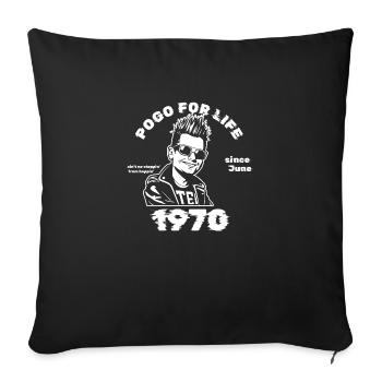 55. Birthday Pogo for life since 06/1970 - Sofa pillowcase 17,3'' x 17,3'' (45 x 45 cm) - black - Front