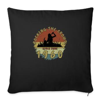 65th Birthday Rocking the crowd SNG 06/1960 - Sofa pillowcase 17,3'' x 17,3'' (45 x 45 cm) - black - Front