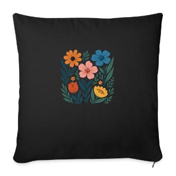 Flowers - Sofa pillowcase 17,3'' x 17,3'' (45 x 45 cm) - black - Front