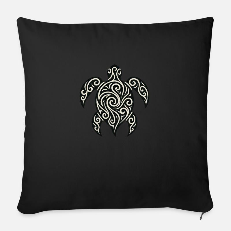 Mana Honu – Polynesian Turtle - Sofakissenbezug 45 x 45 cm - Schwarz