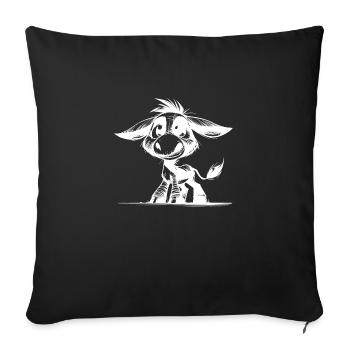 Câlin bébé âne dessin au crayon drôle - Housse de coussin décorative 45 x 45 cm - noir - Devant