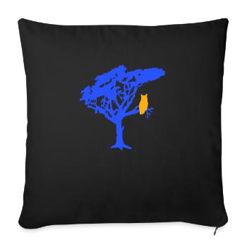 Owl Eagle Owl Branch Tree Forest Night Silhouette Outline Cute - Sofa pillowcase 17,3'' x 17,3'' (45 x 45 cm) - black - Front
