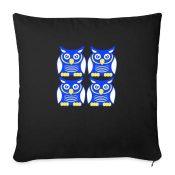 Many Owls Decorative Pattern Team Eagle Owl 4 Friends - Sofa pillowcase 17,3'' x 17,3'' (45 x 45 cm) - black - Front