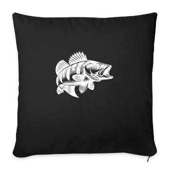 Vintage Barsch Fischdesign für echte Angler - Sofakissenbezug 45 x 45 cm - Schwarz - Vorne