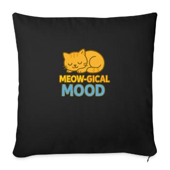 Humeur miaoue – Vibrations de chat endormi - Housse de coussin décorative 45 x 45 cm - noir - Devant
