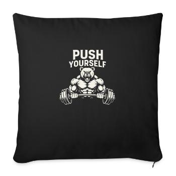 Push Yourself Bear - Sofakissenbezug 45 x 45 cm - Schwarz - Vorne