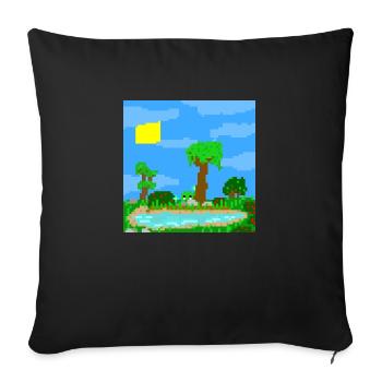 Niedliche Pixellandschaft! - Sofakissenbezug 45 x 45 cm - Schwarz - Vorne