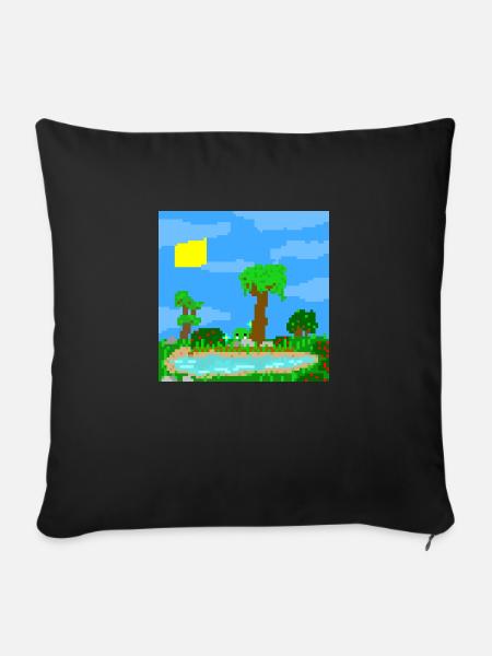 Cute pixel landscape! - Sofa pillowcase 17,3'' x 17,3'' (45 x 45 cm) - black