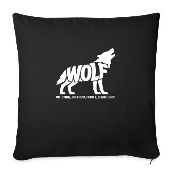 Wolf Power Animal - Spiritual Totem Animal Design - Sofa pillowcase 17,3'' x 17,3'' (45 x 45 cm) - black - Front