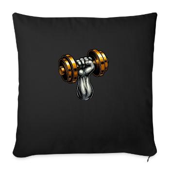 Power Arm with Gold Dumbbell – Gym Style - Sofa pillowcase 17,3'' x 17,3'' (45 x 45 cm) - black - Front