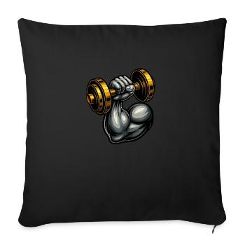 Bras musculaire avec haltère – Gym Motivation - Housse de coussin décorative 45 x 45 cm - noir - Devant